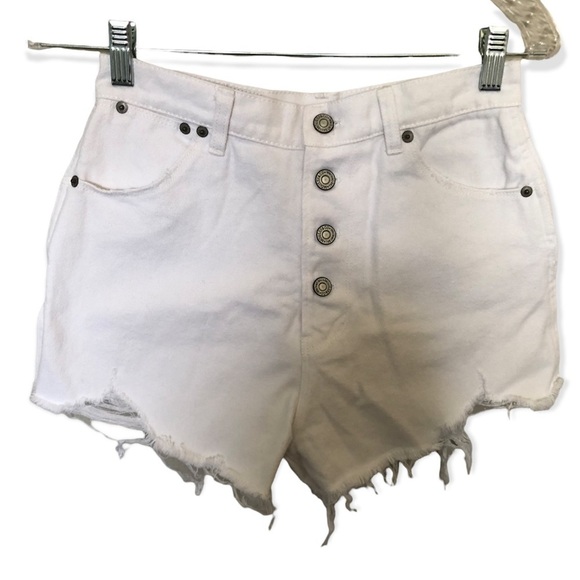 Moussy High rise raw hem denim jean shorts - Picture 1 of 7
